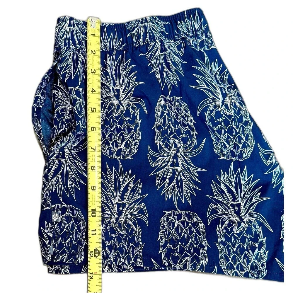 Lauren James Pineapple Swim Trunks Mens Large Blue Tropical Beach Shorts